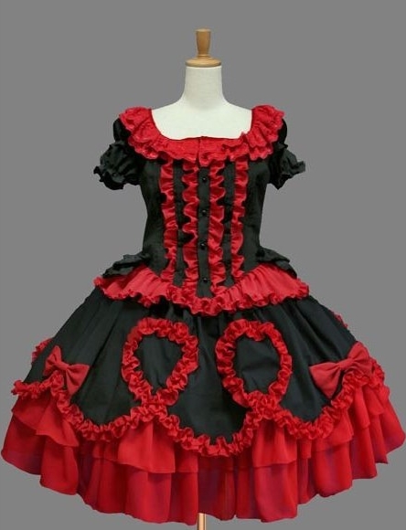 Red and Black Ruffled Gothic Lolita Dress