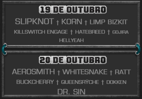 Central do Rock: Monsters of Rock 2013 terá Aerosmith, Korn, Slipknot, Dr.  Sin, Whitesnake, Ratt, Limp Bizkit e outros artistas de peso no Line-up