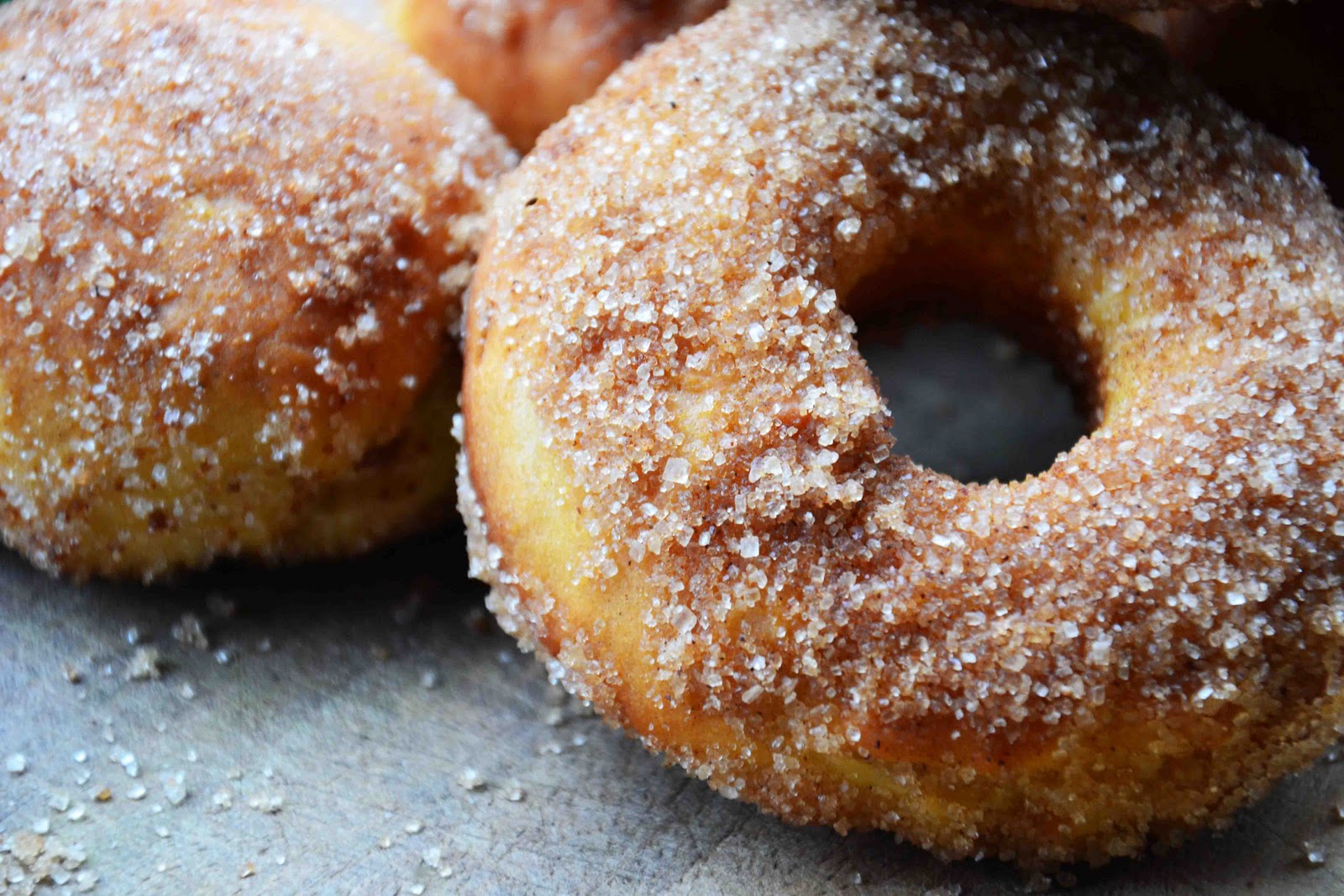 Cinnamon Sugar Coated Baked Doughnuts