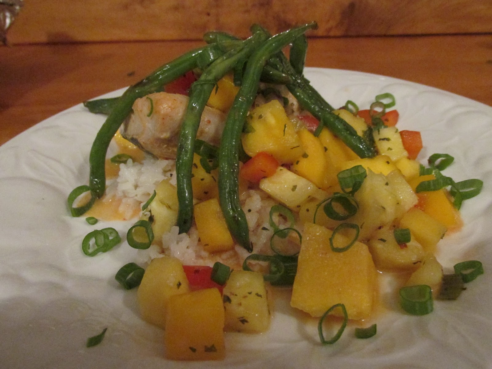Everyday Easy Gourmet Poached Coconut Curry Mahi Mahi with Mango