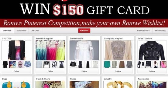 ROMWE Gift Card Giveaway