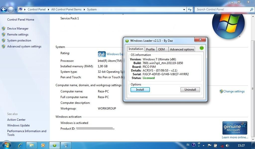 Windows 7 loader 1.9.6 by daz