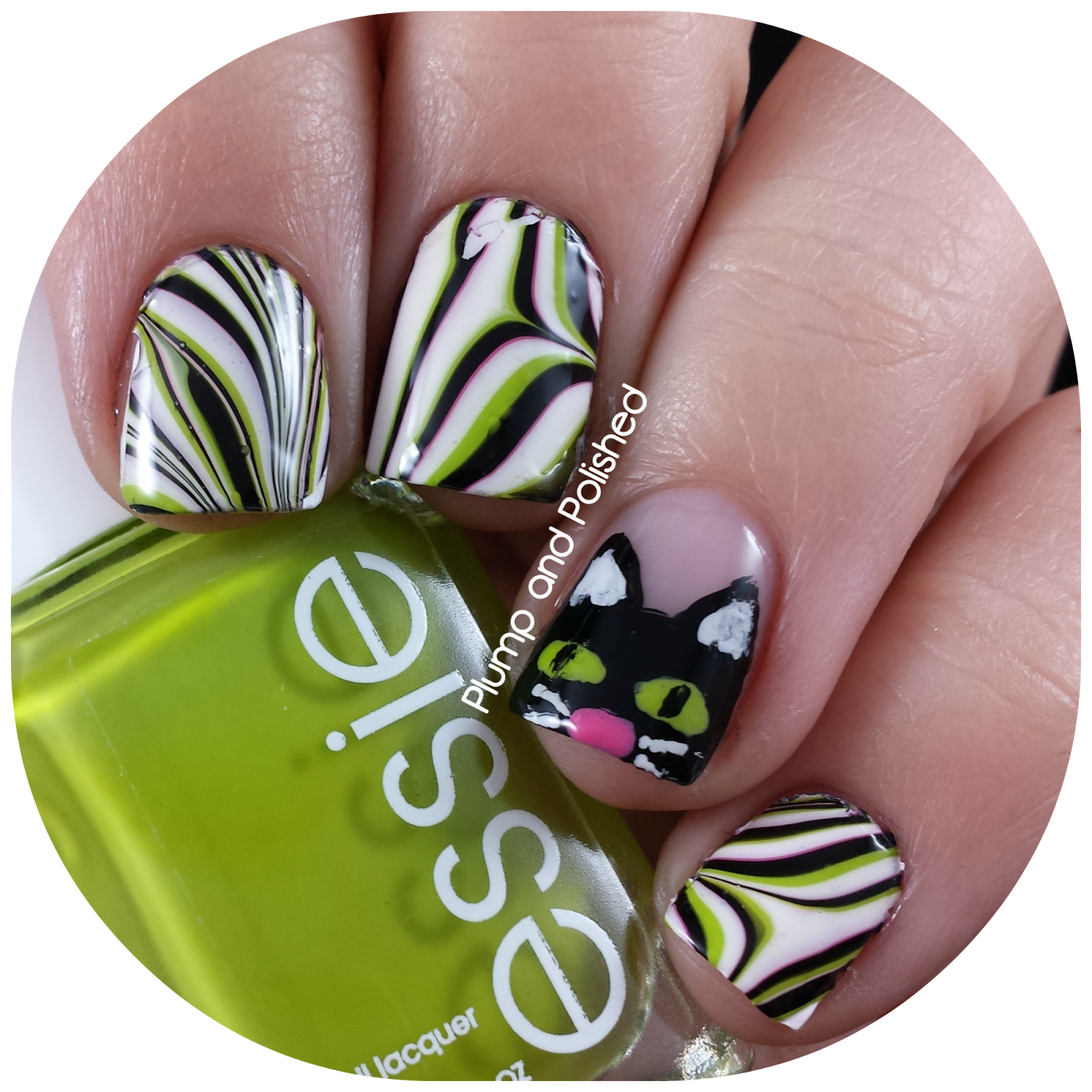 Plump and Polished Halloween Nail Art Black Cats