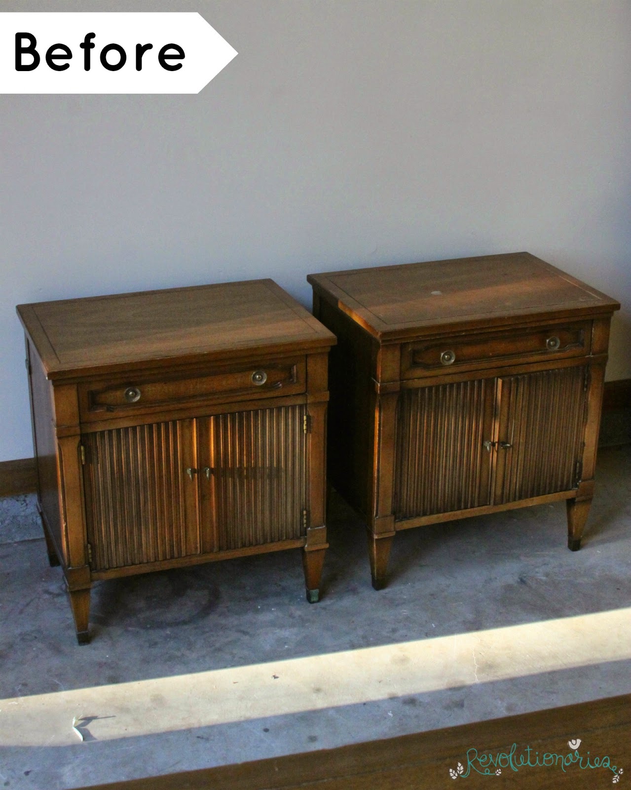 Revolutionaries Before and After Antique White Dresser and Nightstands!