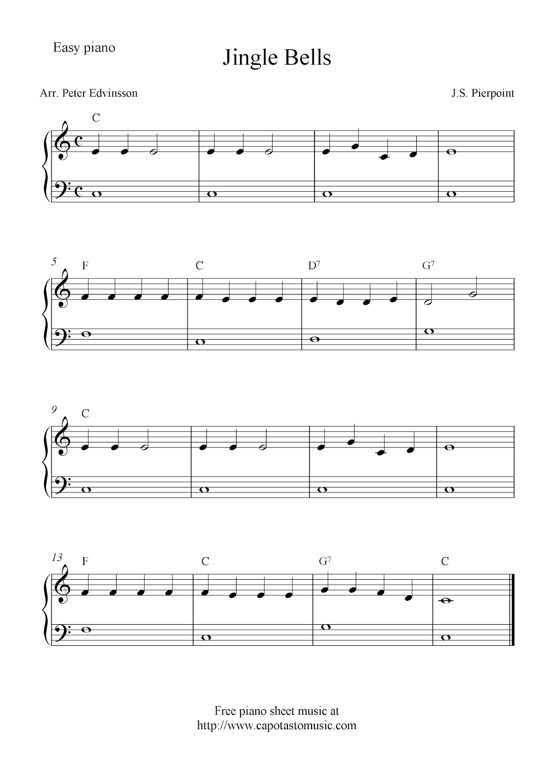 easy christmas sheet music piano free printable