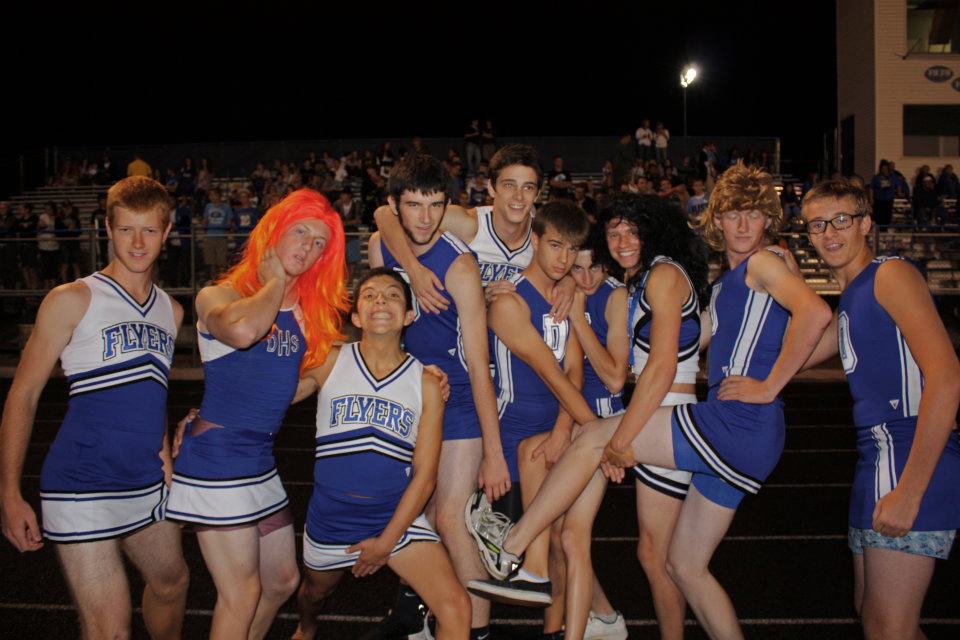 The Flyer Flash Flyer men prove they can fill in for cheerleaders at