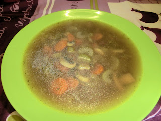 Sherried sherry veggies carrot mushroom celery and red whole grain wild rice soup