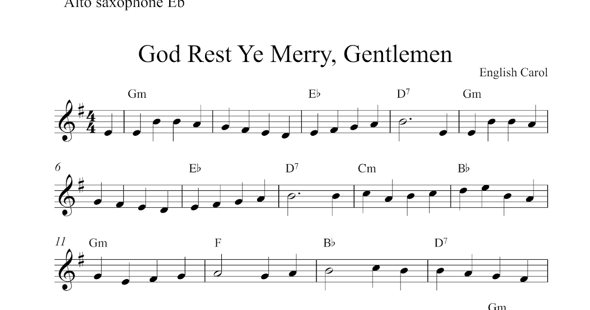 Free easy alto saxophone sheet music God Rest Ye Merry, Gentlemen