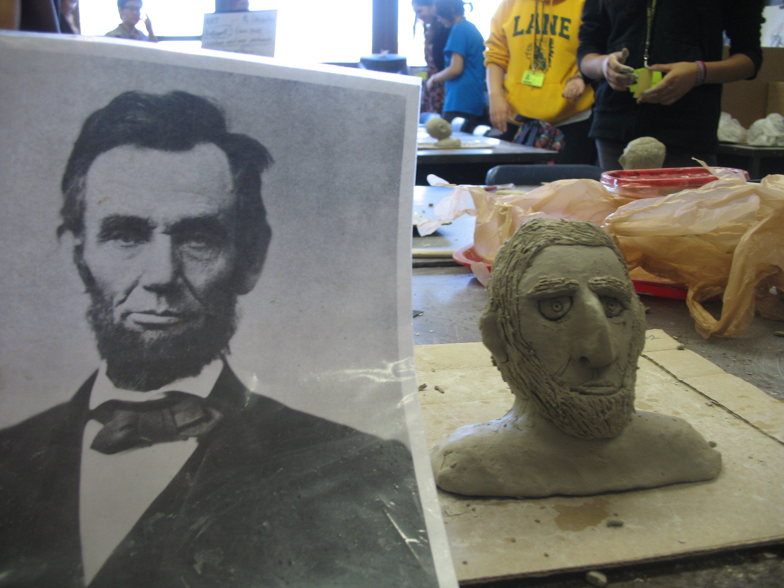 Lane Tech Art Studio Clay Busts of Famous People
