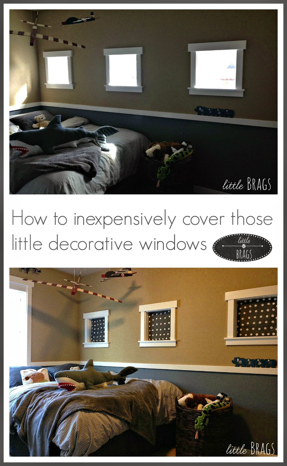 Little Brags How To Inexpensively Cover Little Decorative Windows