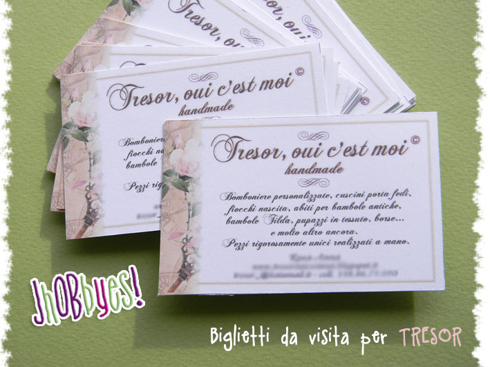JhOBbyes Creazioni Handmade & Grafica Biglietti da visita per... Tresor