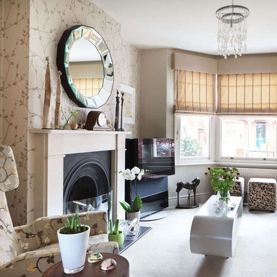 New Home Interior Design: Living room wallpaper