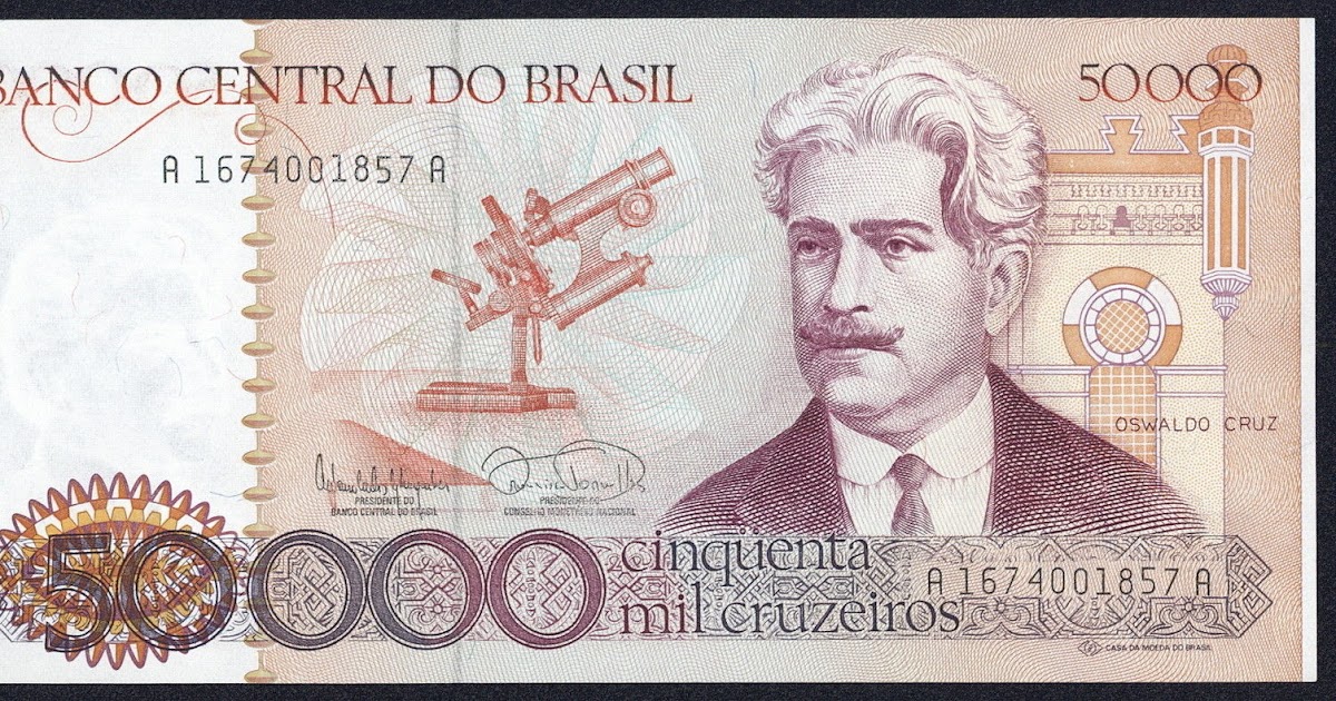 Brazil 50000 Cruzeiros banknote 1985 Oswaldo Cruz|World Banknotes