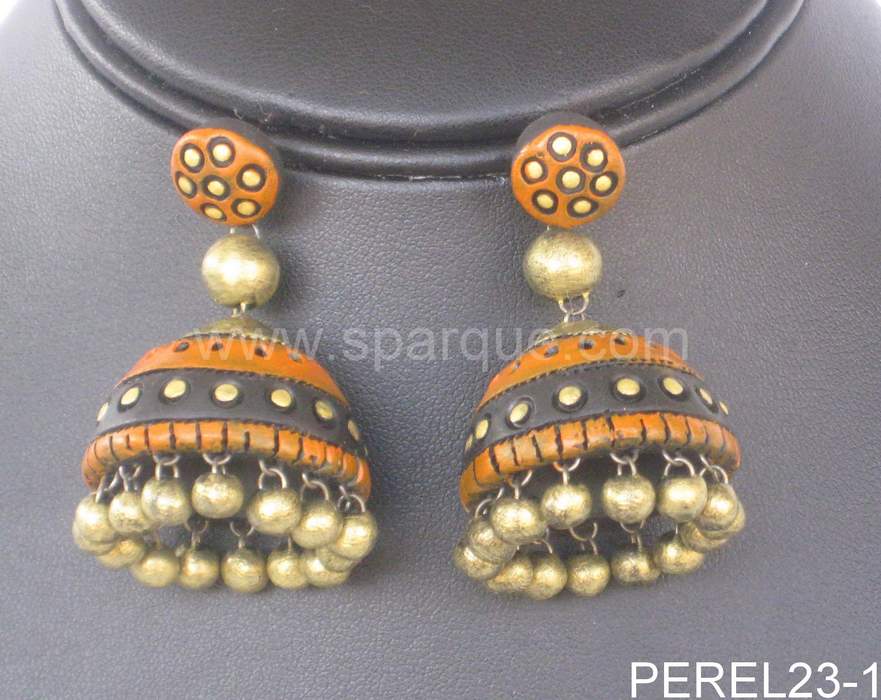 Terracotta Jewelry Beautiful handmade Jhumkas (Earrings) made from