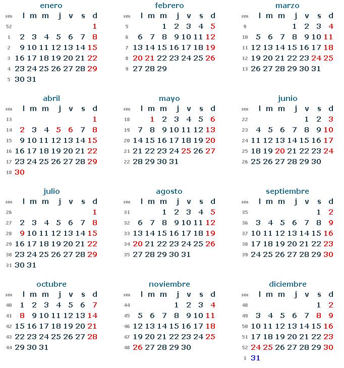 Calendario 2012 Y Sus Feriados En Chile