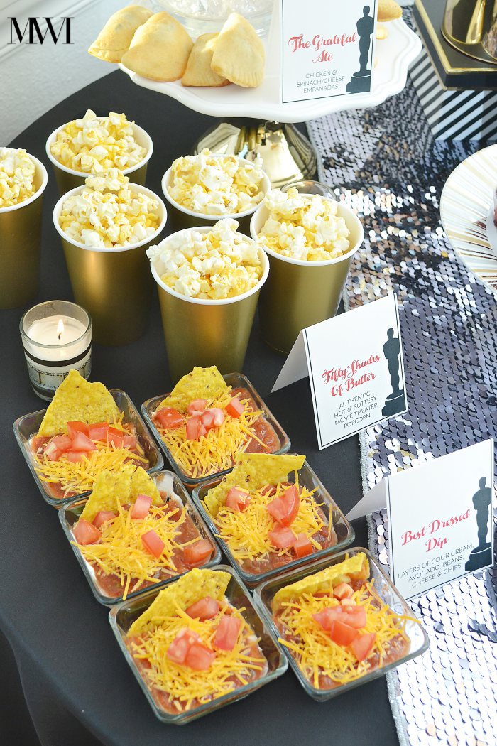 DIY movie awards show party centerpiece ideas, recipes and free printables via monicawantsit.com