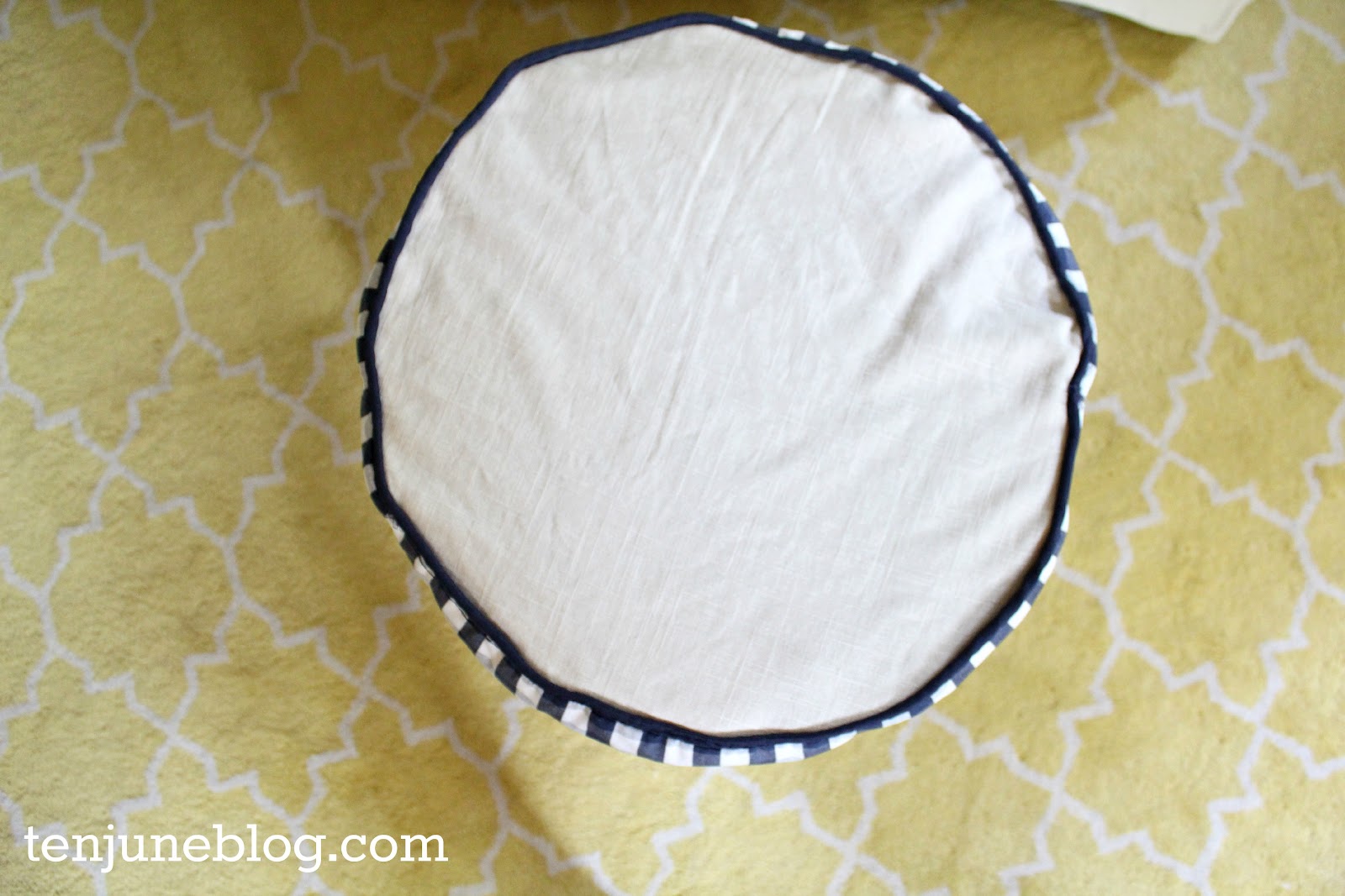 Ten June DIY Footstool / Ottoman Slip Cover with Piping Tutorial