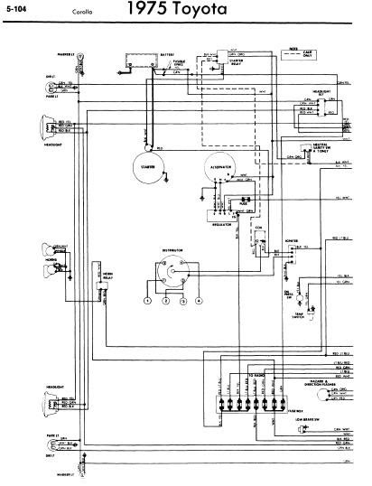 repair-manuals: Toyota Corolla 1975 Wiring Diagrams