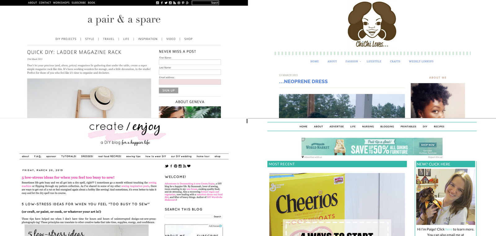 refashion bloggers: a pair and a spare, chichi loves, create enjoy, create & co.
