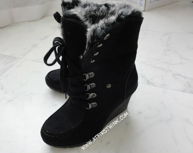 Black furry boots