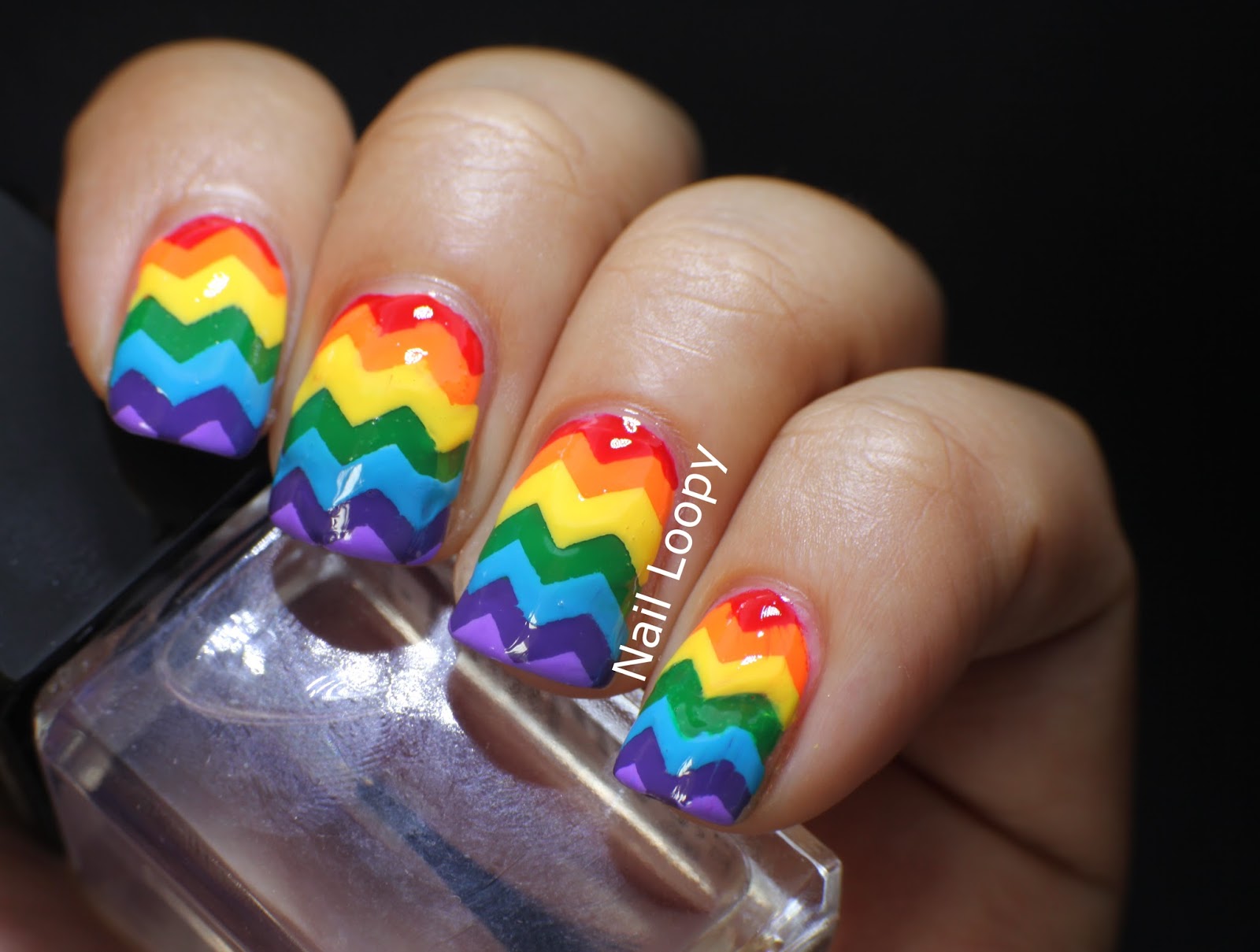 Nails Rainbow Chevron Nail Art By Nail Loopy Flutter And Sparkle