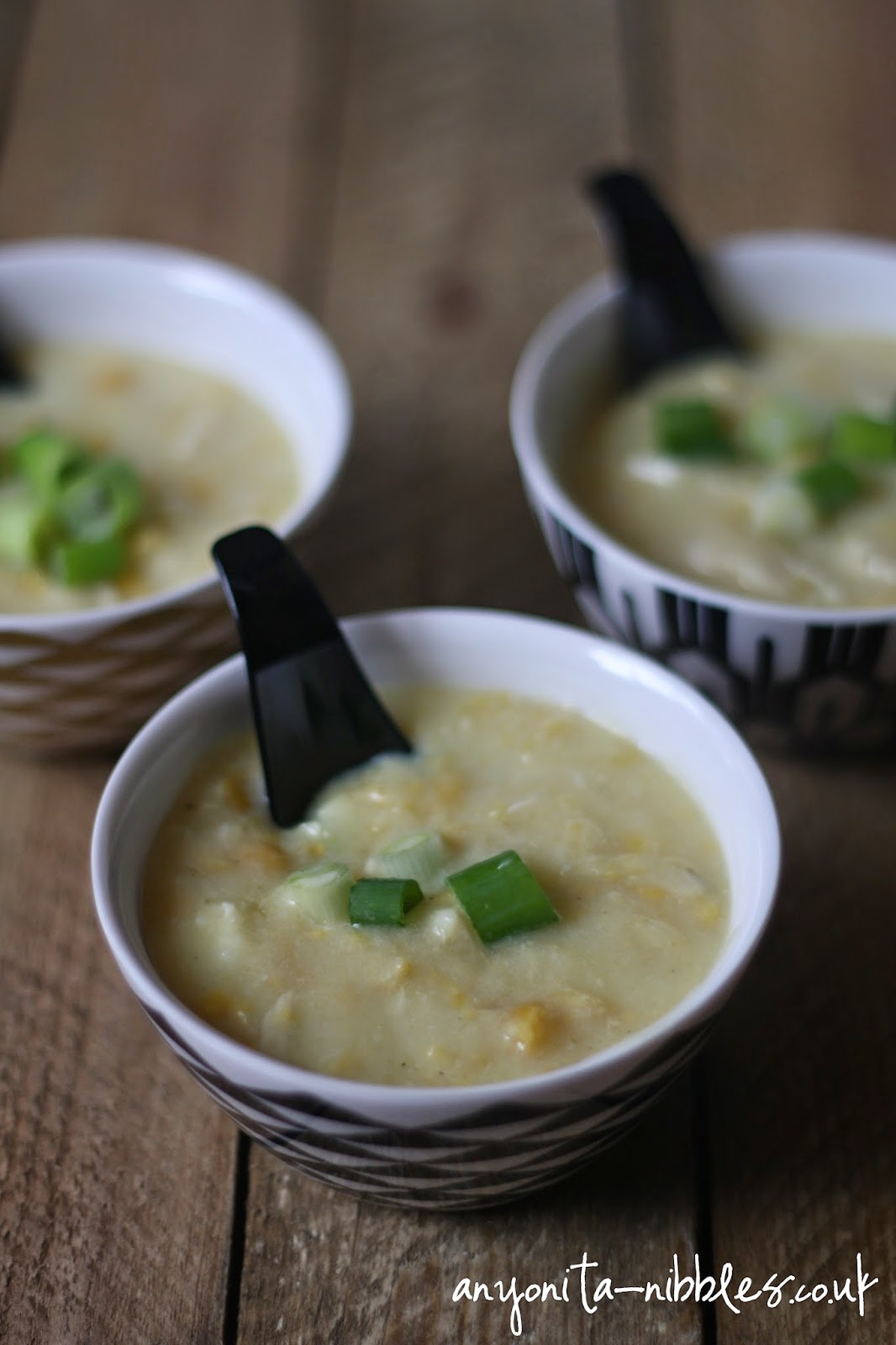 Thick and creamy gluten free chicken and sweetcorn soup from Anyonita-nibbles.co.uk