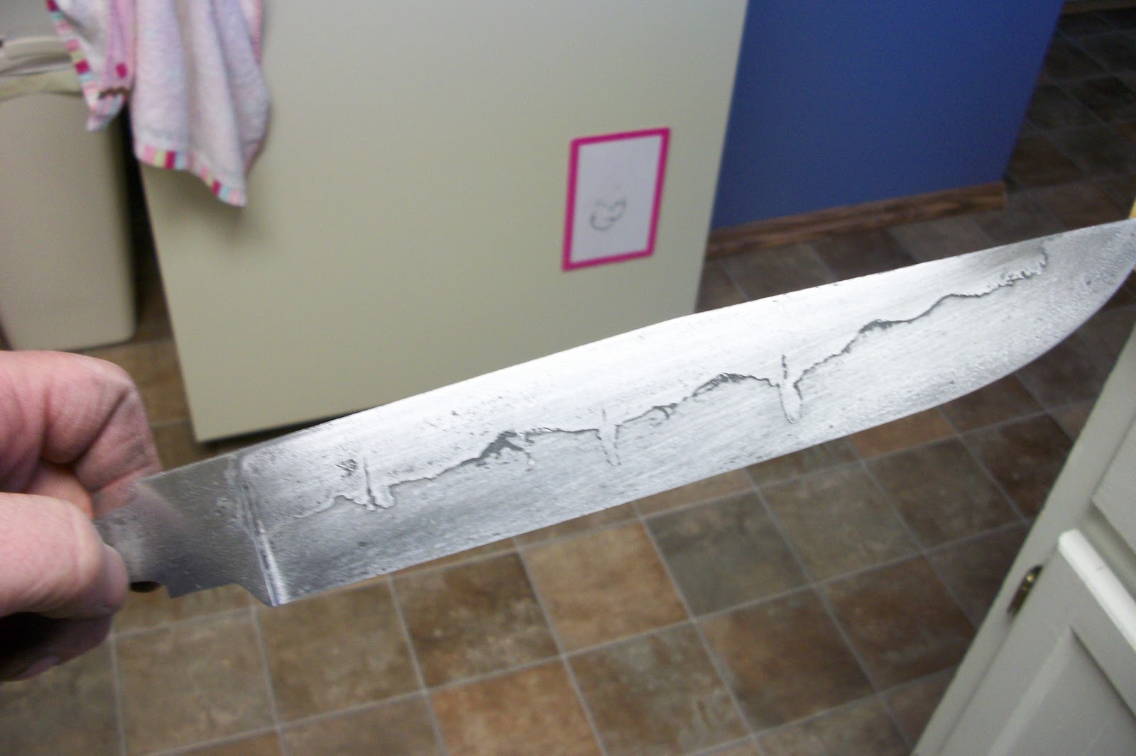 mya knives Hamon line on a 7 1/2 bowie