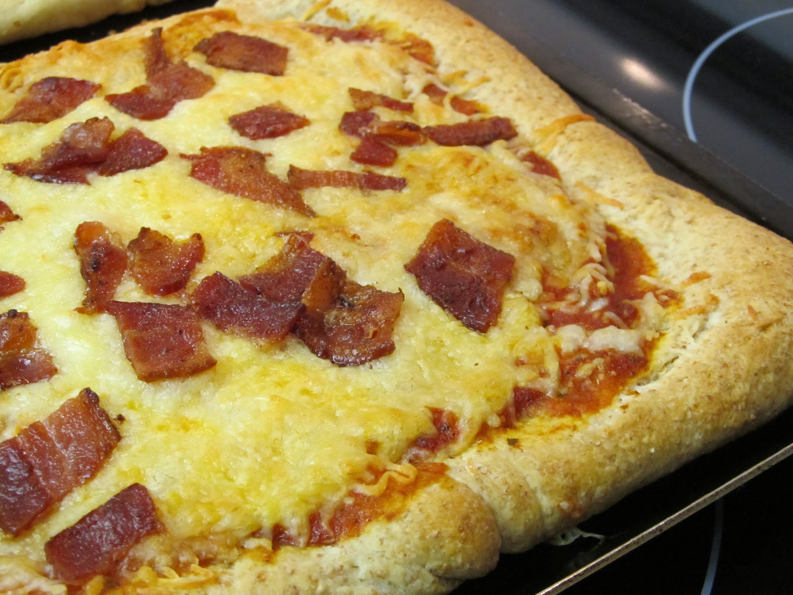 Jenn's Food Journey Three Cheese Bacon Pizza