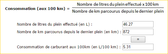 calculer consommation carburant