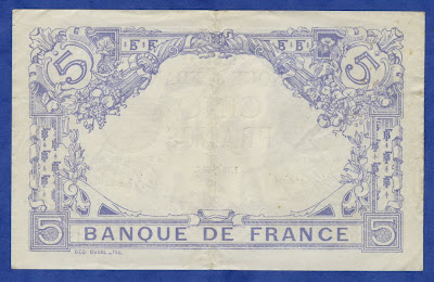 French money currency 5 franc euro bill