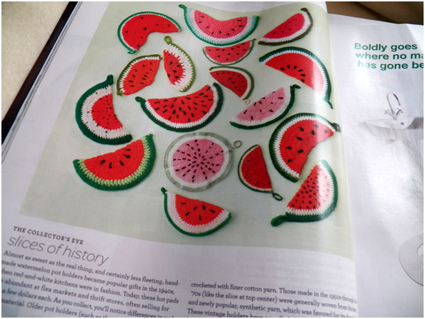 Watermelon Pot Holder Handmade Crocheted 9" Long Cute Design 