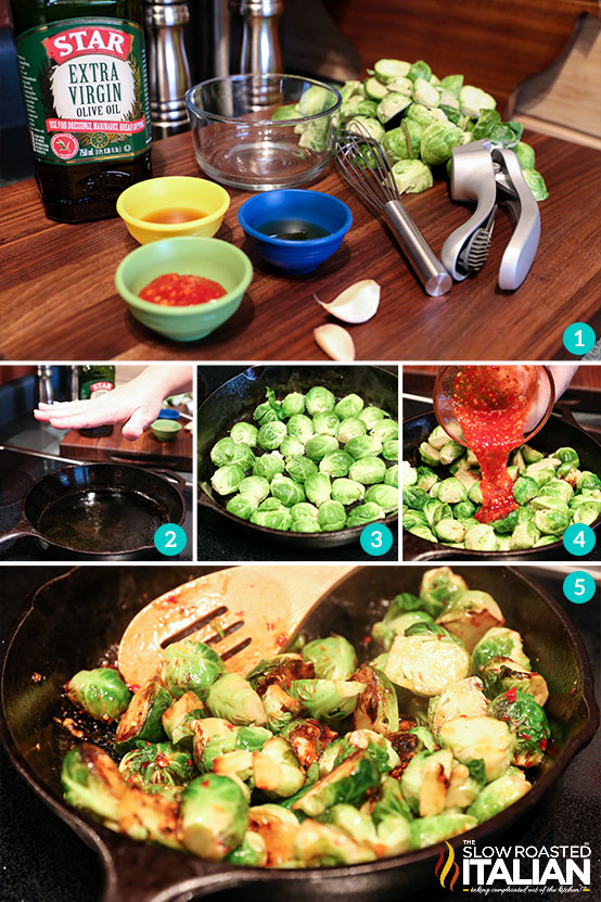 Pan Fried Brussels Sprouts with Sweet Chili Sauce