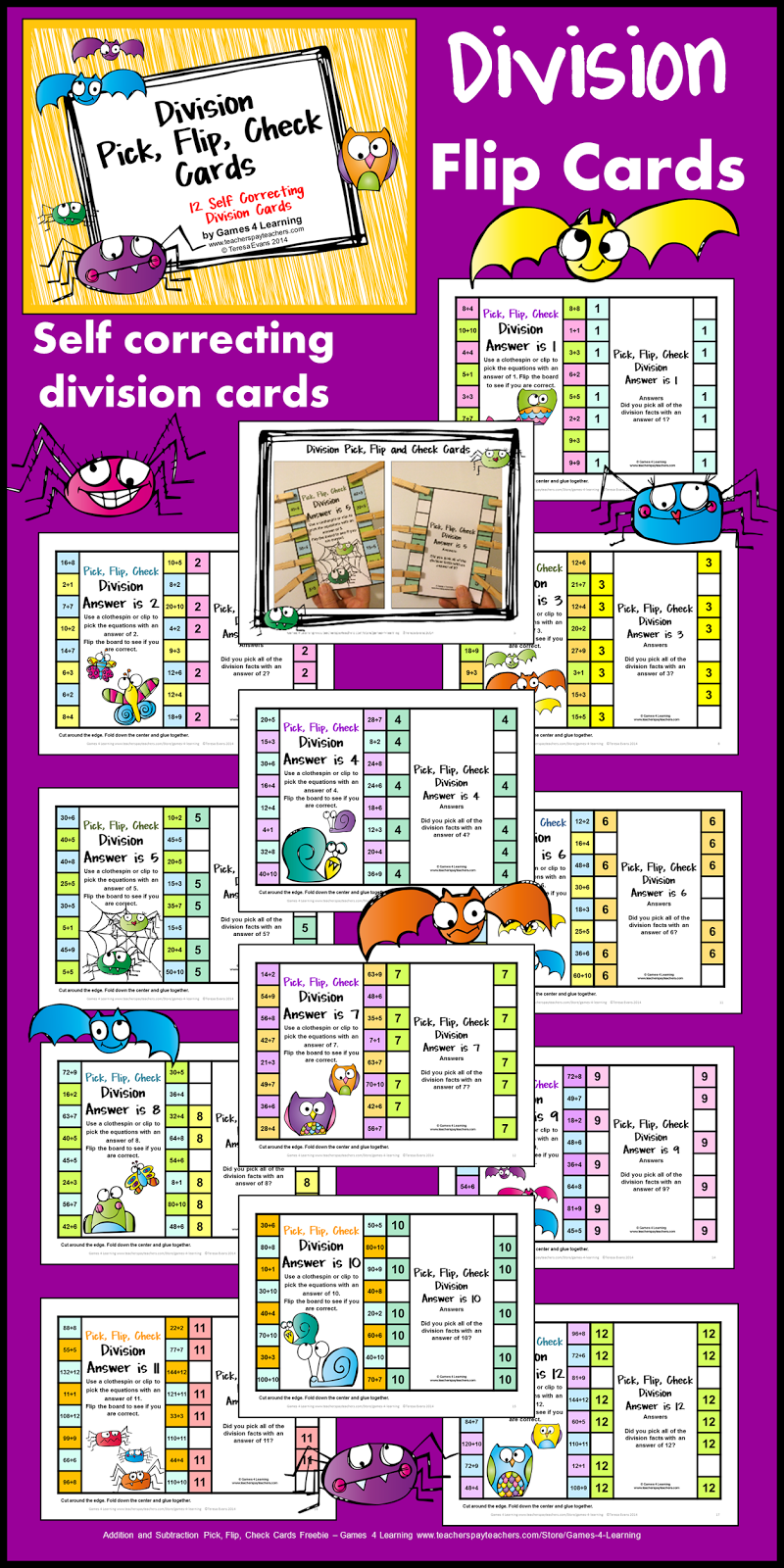 Fun Games 4 Learning Flip Math Cards Freebies