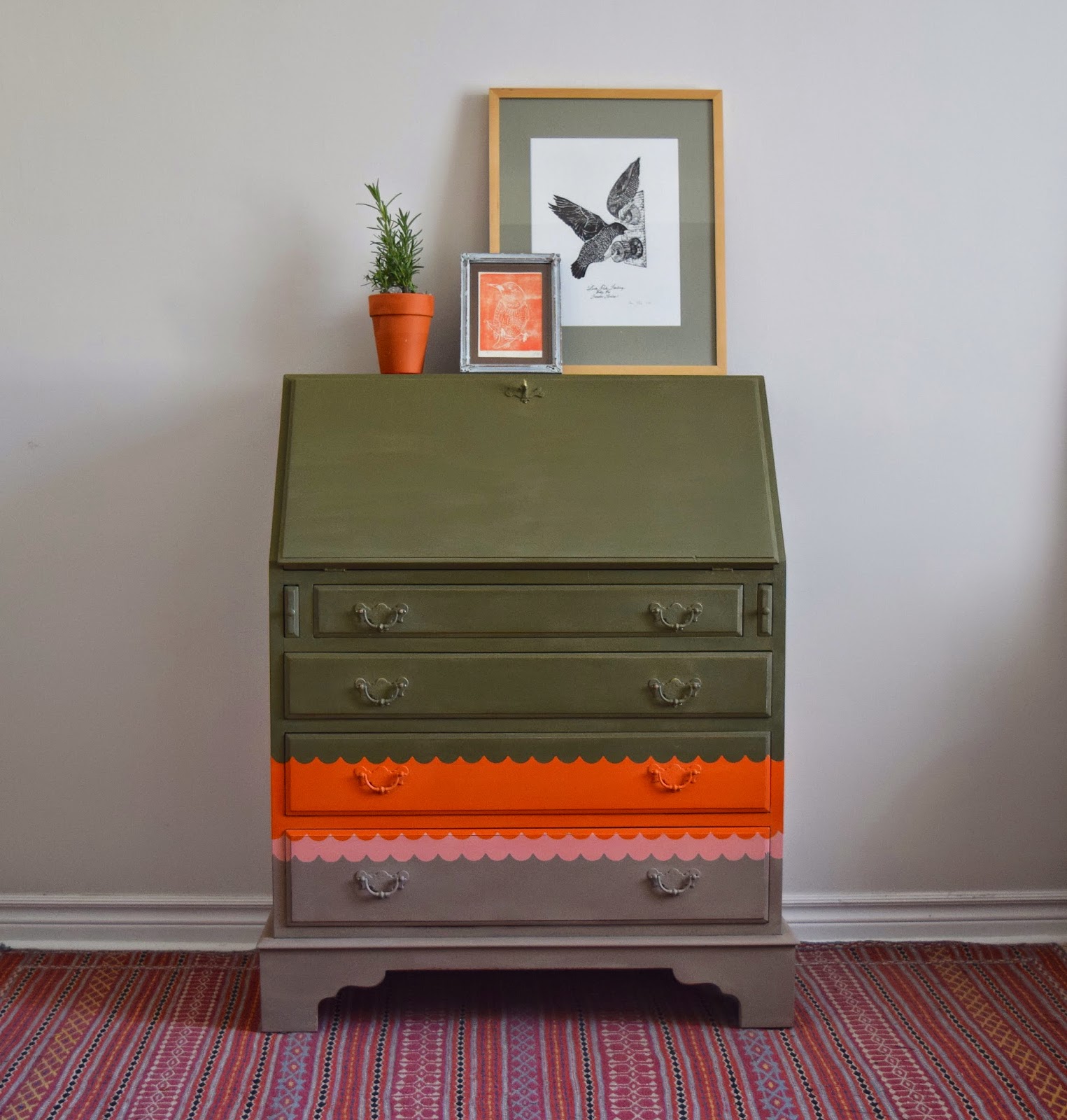 Poppyseed Creative Living Multi Coloured Secretary Desk Painted with