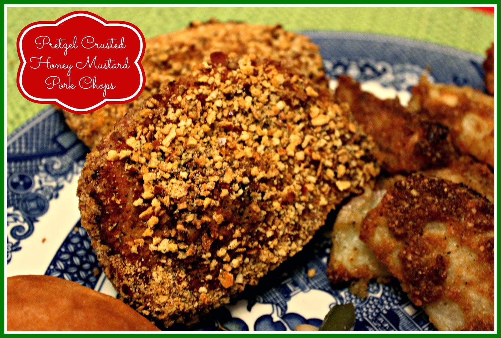 Sweet Tea and Cornbread Pretzel Crusted Honey Mustard Pork Chops!