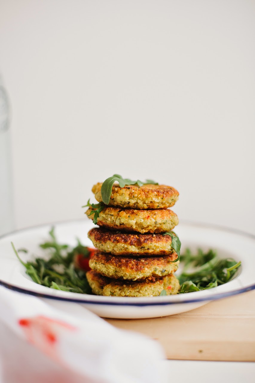 Mint and Chillies Vegan quinoa, cauliflower and broccoli burgers
