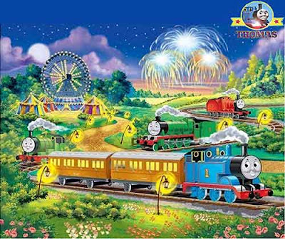 James and Thomas game at the Sodor Carnival fairground 100 pc toy glow in the dark puzzle for boys
