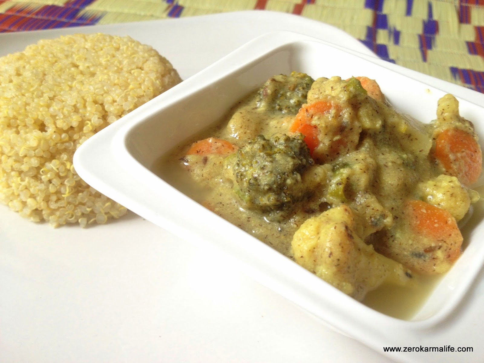 Food for Zero Karma Life! Quinoa with veggies in Ekadasi kadhi