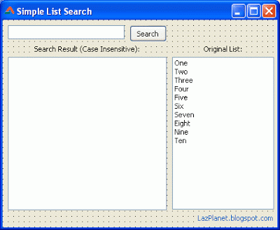 Simple list search form in Lazarus form designer