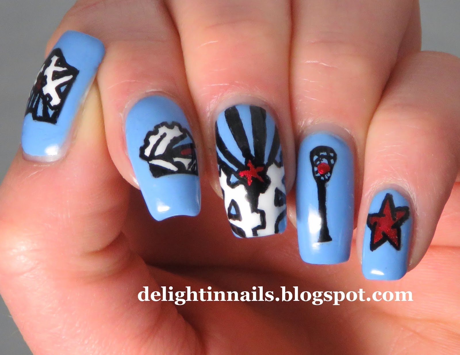 Delight In Nails HePicksMyPolish Lacrosse Nail Art with Polish