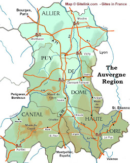 Carte de la Région Auvergne