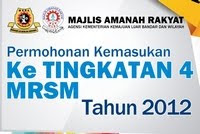 Permohonan MRSM Tingkatan 4 2012 Permohonan MRSM
