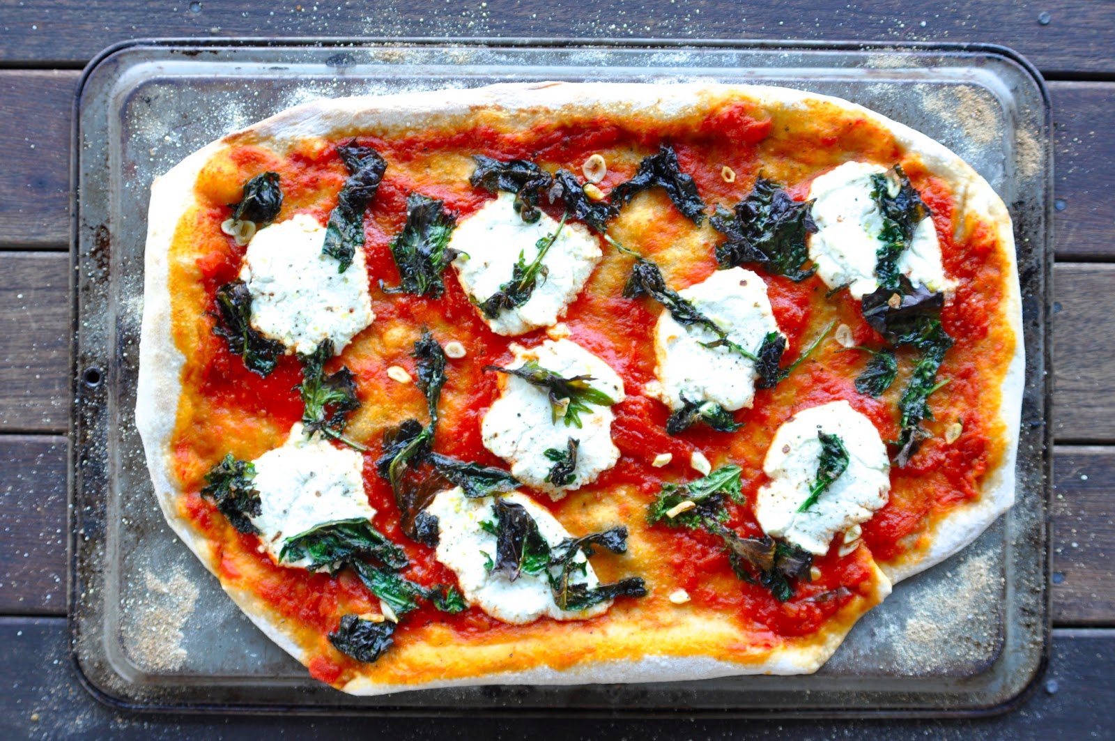 Two Blue Lemons Kale & Herbed Ricotta Pizza