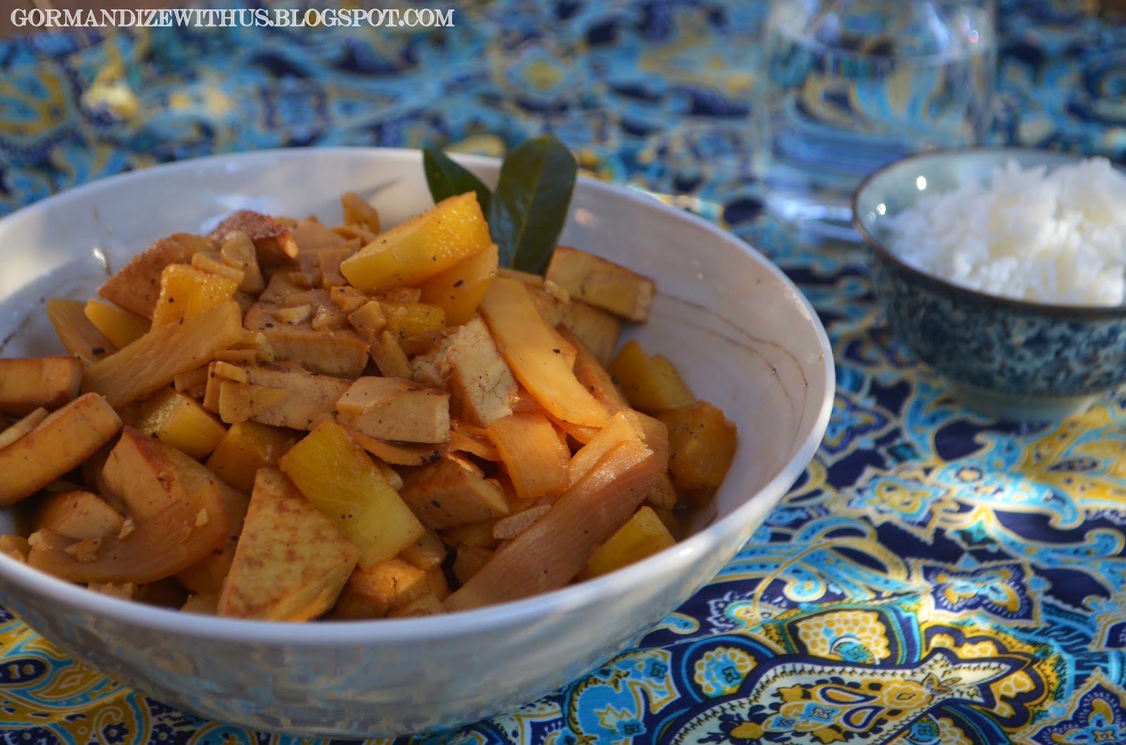 Gormandize Filipino Adobo Tofu with Pineapple and Bamboo Shoots