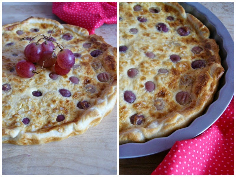 Trauben-Käse-Quiche, Warm, lecker, einfach, passend zum Herbst! Grapes and cheese quiche. Easy, quick, warm and delicious for autum / fall.