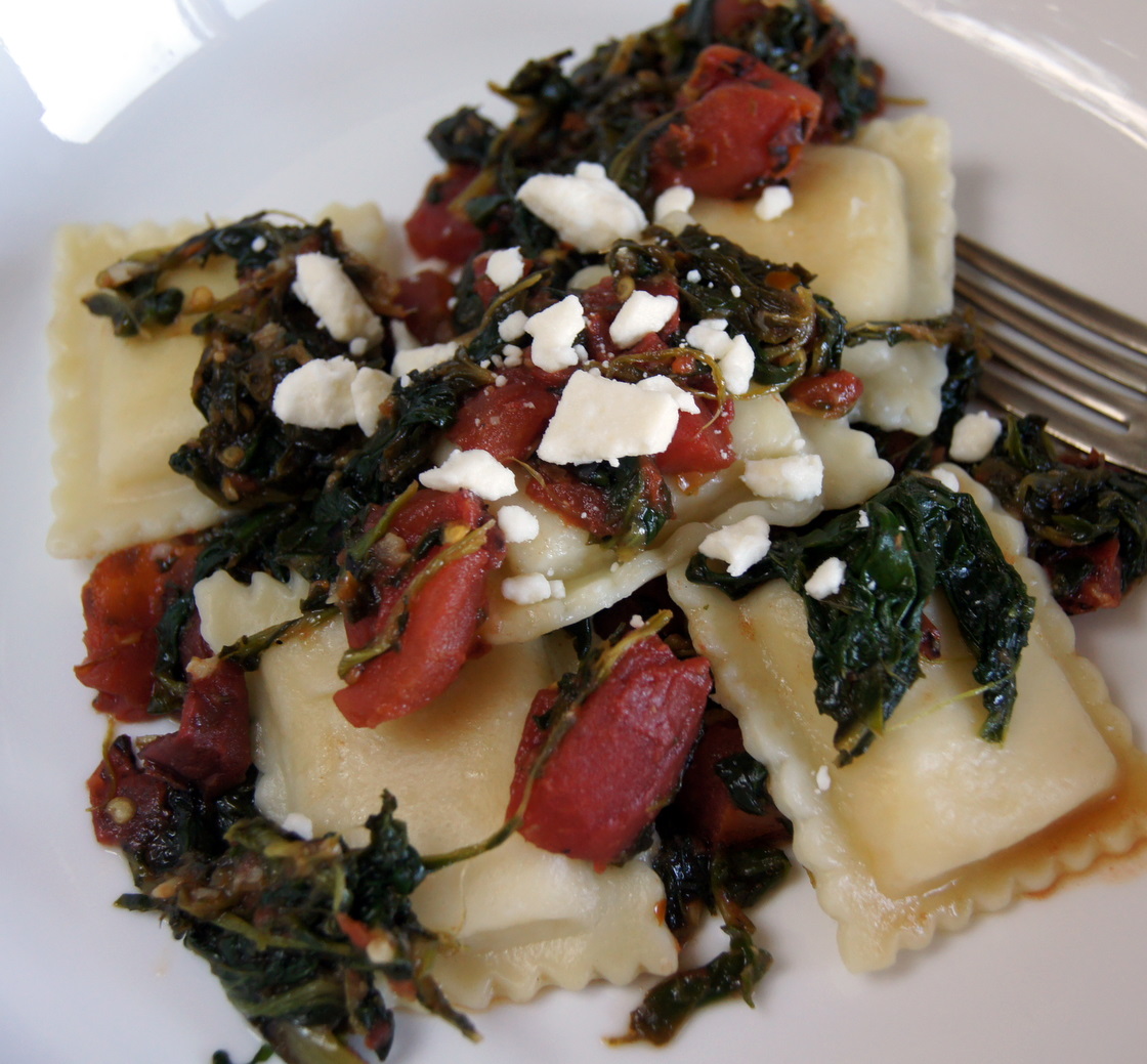 Karen Cooks Spicy Ravioli Florentine