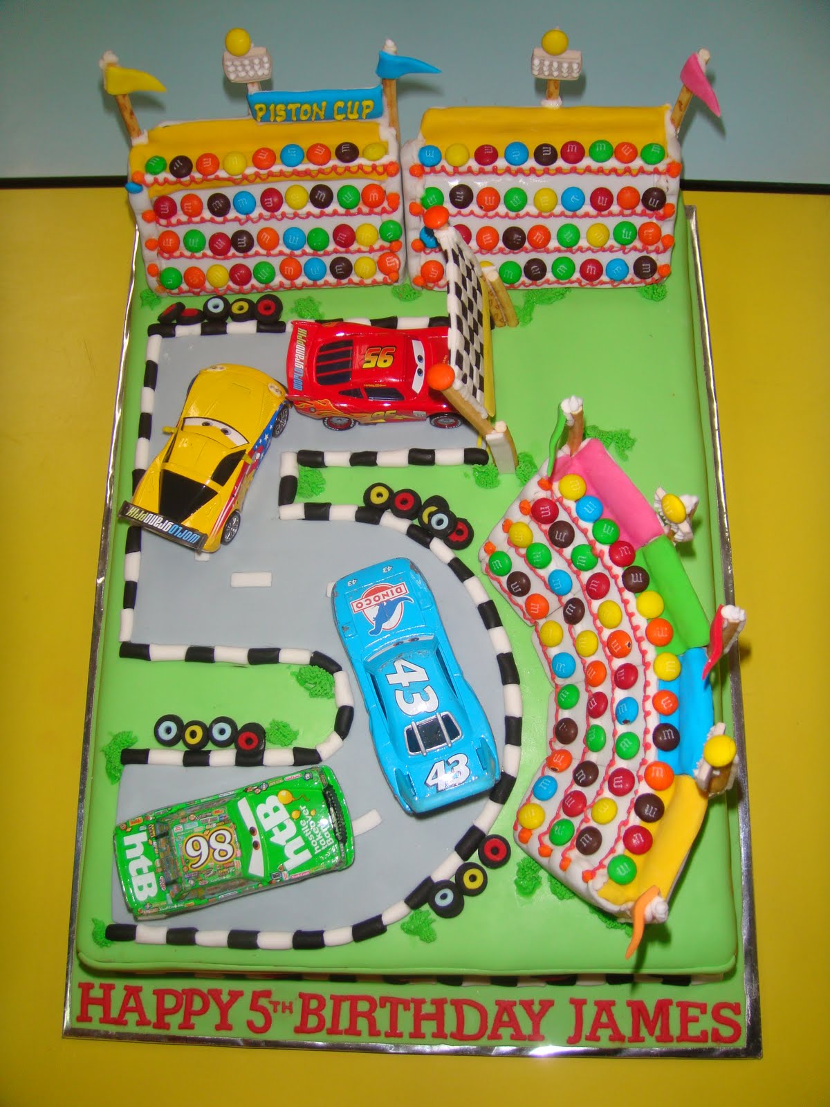 Yummy Baking Disney Car Racing Stadium Fondant Cake