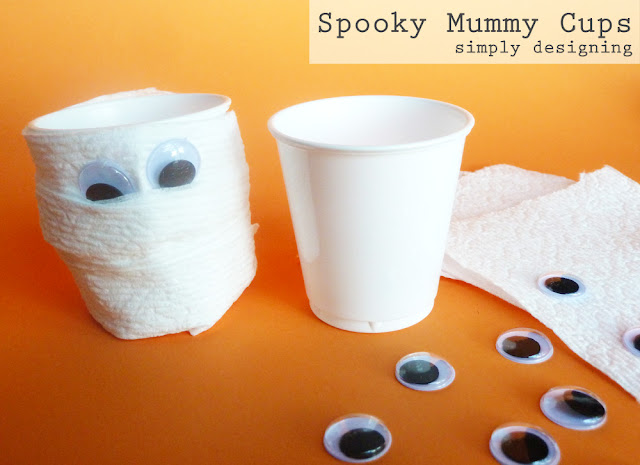 Spooky Mummy Cups | simple Halloween kid crafts | #kidcrafts #halloween #cottonelletarget #pmedia #ad