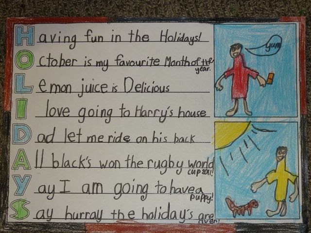 Miss Baker's Beaut Bunch: Look at our holiday acrostic poems!