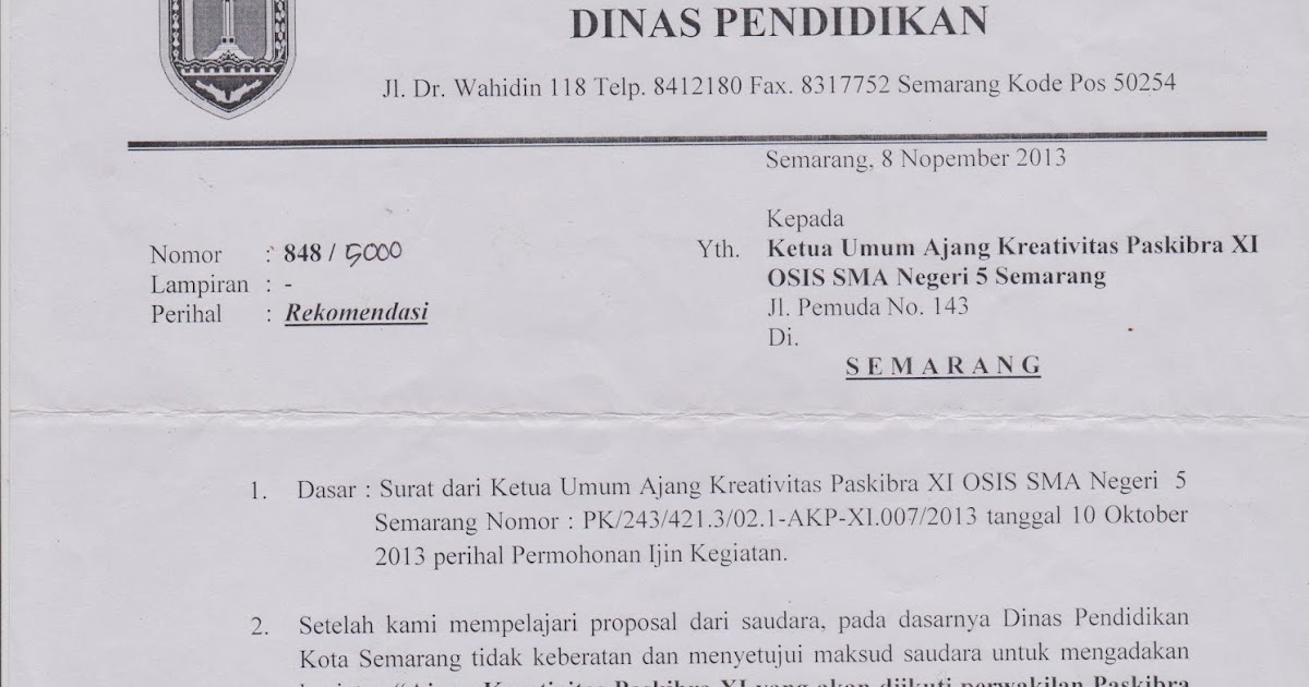 Ajang Kreativitas Paskibra Surat Rekomendasi Akp Xi Dari
